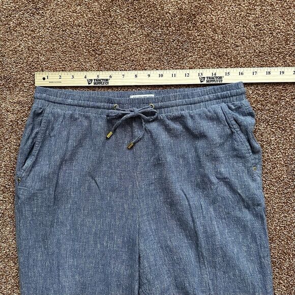 Linen Blend Ellen Tracy Pants Womens Med Blue Coastal Pull On Drawstring - Picture 5 of 8